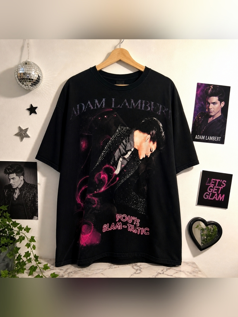 Adam‎ Lambert You're Glam-Tastic Black Graphic Concert T-Shirt XL